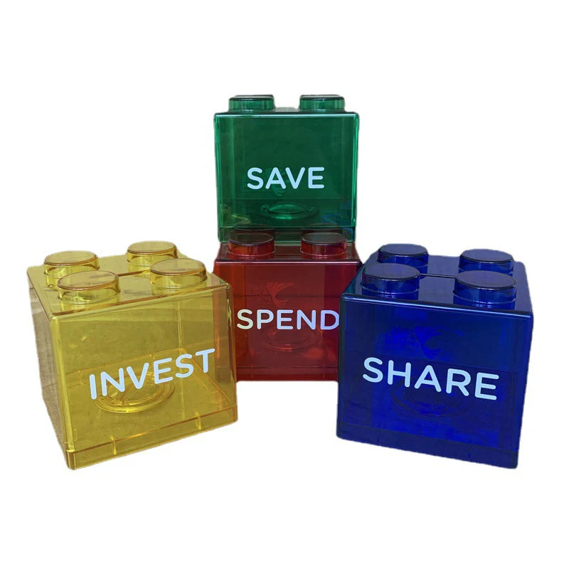 

Строительный блок, коробка для денег, коробка для сохранения, прозрачный пластиковый блок, копилка, хранение монет, детская игрушка, подарок, изменение искусства