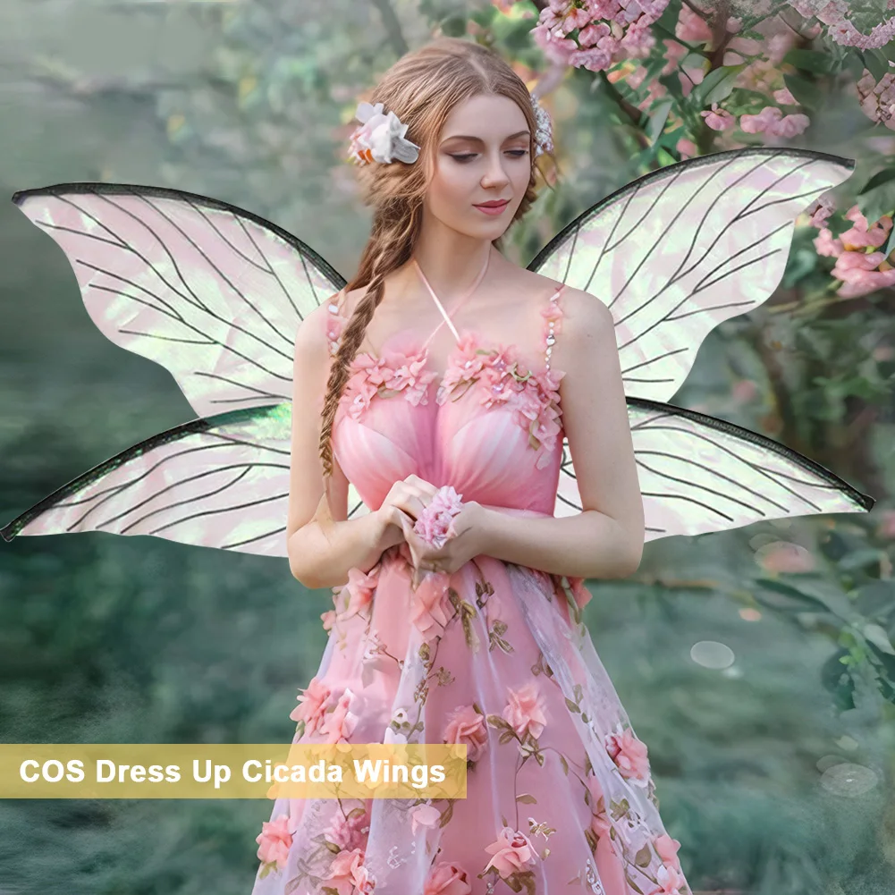 Halloween Cosplay Wings Women Girls Cicada Wings Dragonfly Elf Wings Halloween Cosplay Costume Festive Party Masquerade Props Dress Up Butterfly