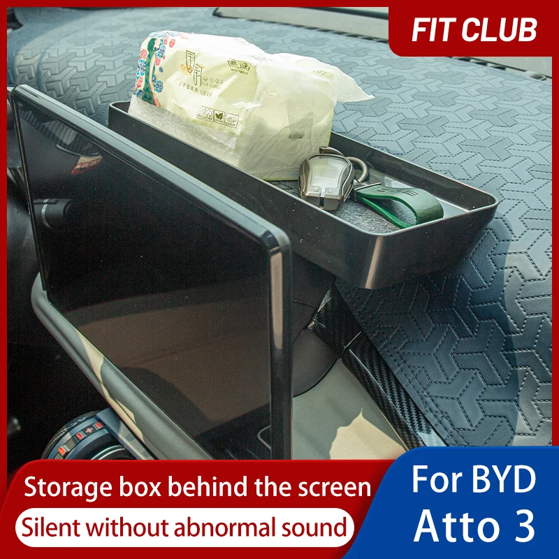 

Hidden Organizer Box Stowing Screen Rear Storage Box For BYD Atto 3 2022 2023 Car Accessories Behind Navigator Storage box