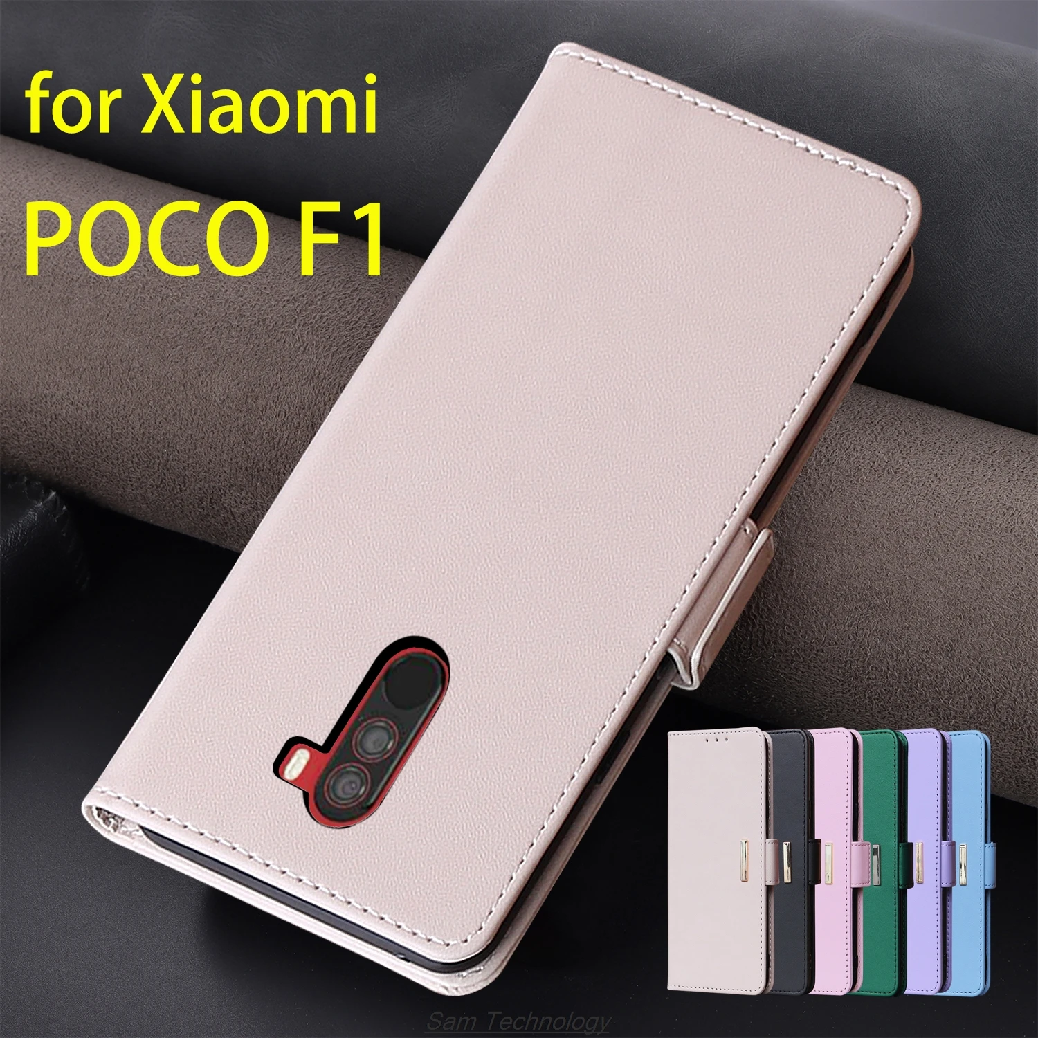 Sleek Magnetic Buckle Leather Wallet Case with RFID Blocking - Elegant Flip Cover