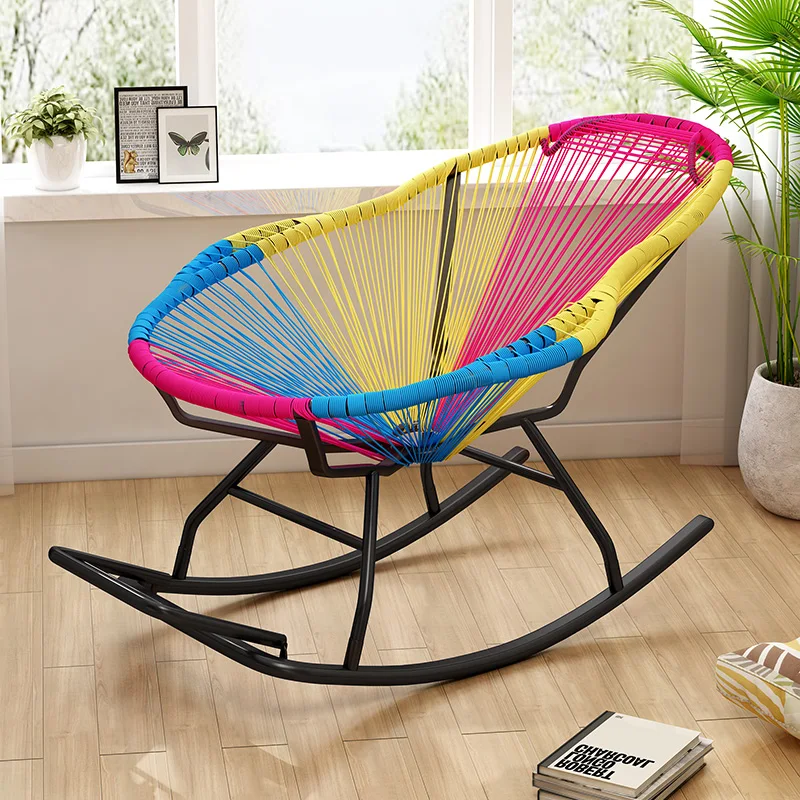 

Home rocking chair leisure rocking chair creative nap lounge chair adult color leisure chair balcony rattan chair net red chair