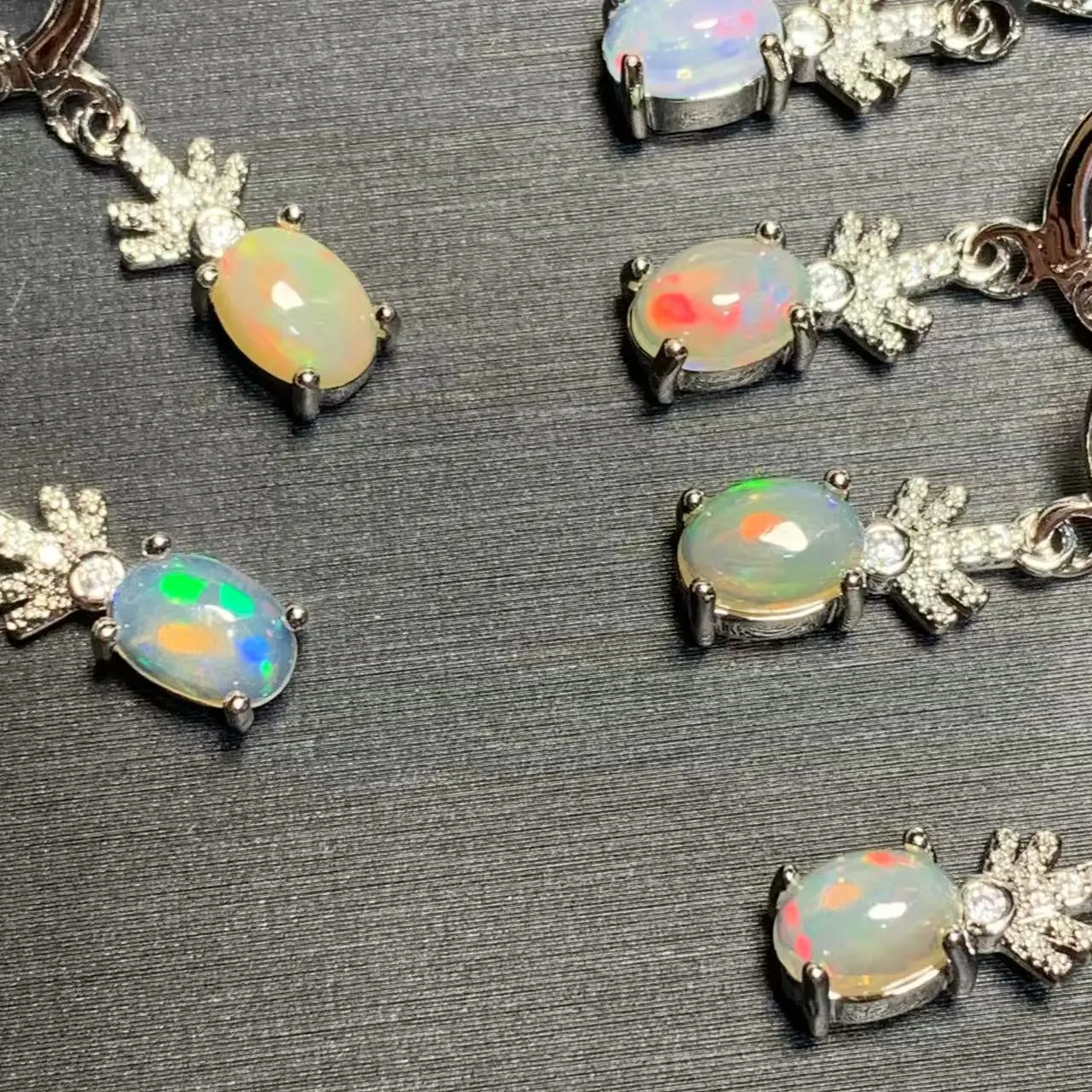 Vintage Natural OPAL Hoop Earrings Simple Classic Round Circle Gemstone Jewelry Handmade