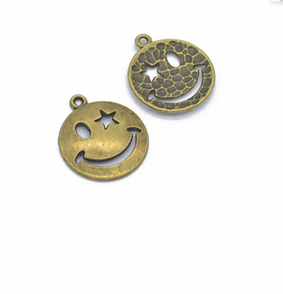 60pcs 22*19mm gold color Smiling face Alloy charms pendant fit necklace bracelet diy Pendants for jewelry making F0187