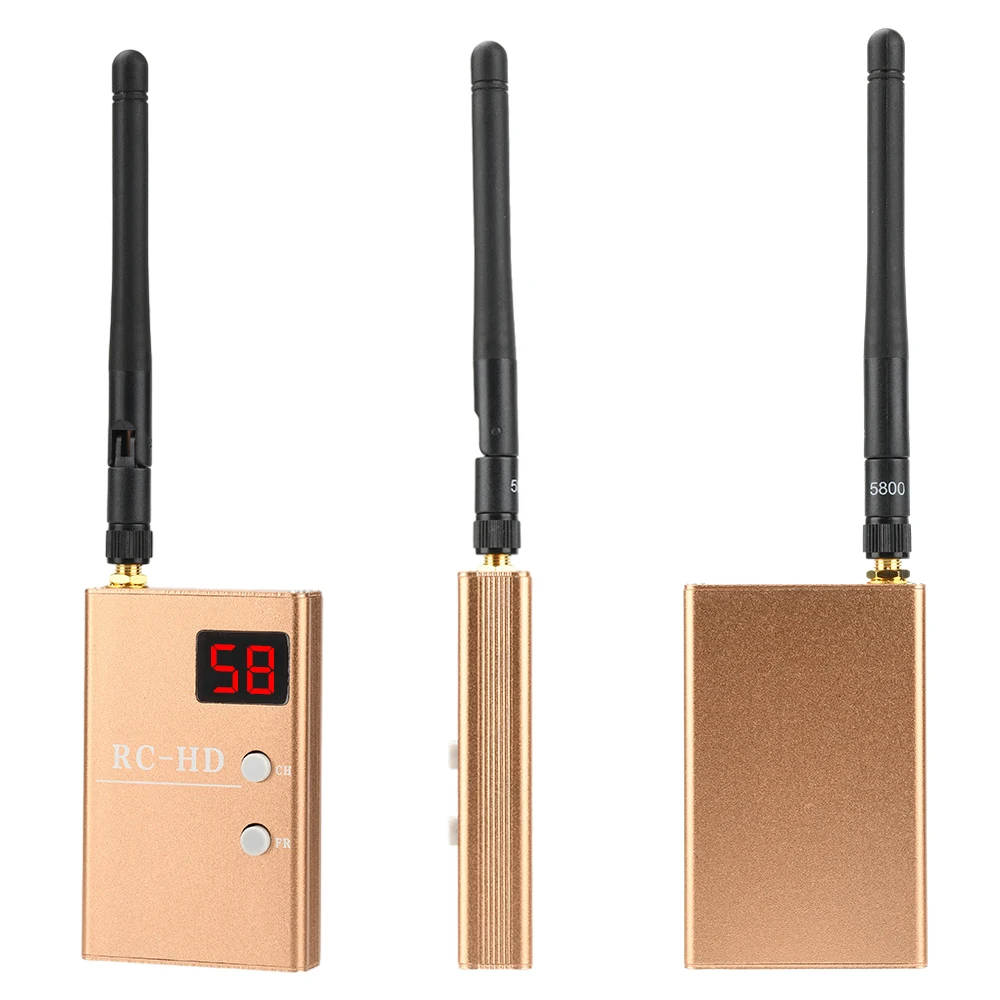 Vue arrière du récepteur audio/vidéo FPV 5.8GHz 48 canaux pour drone RC montrant les ports