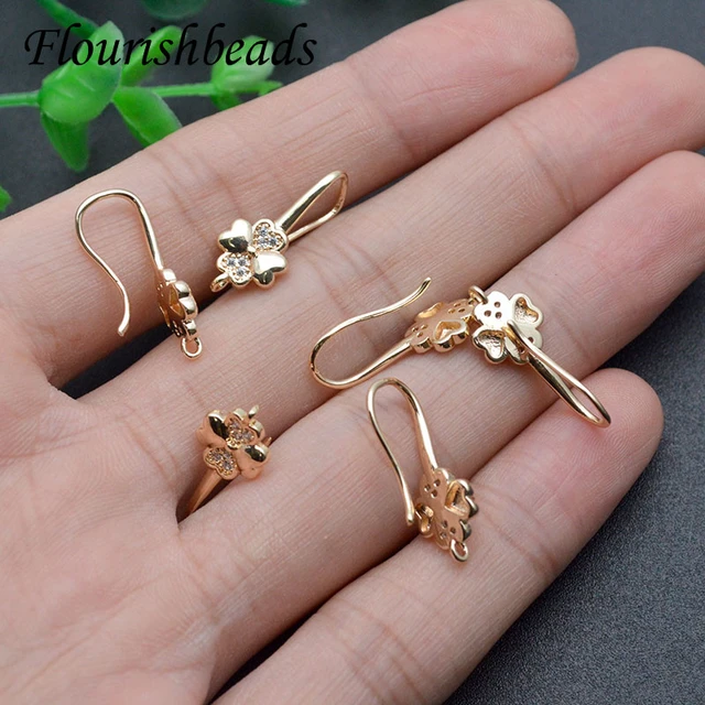 Gold Plated Flower Shape Wire Fish Earring Hooks for Handmade