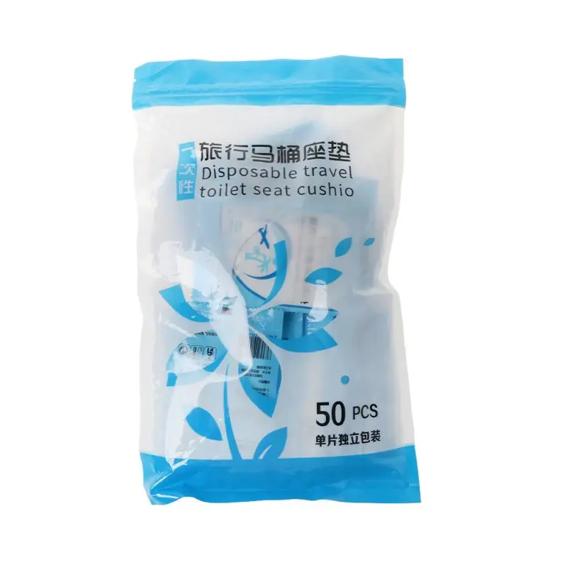 50 Pieces Portable Toilet Seat Covers Disposable Plastic Potty Seat Covers Travel WC Pad Toilet Mat Individually Wrapped R7UB 3