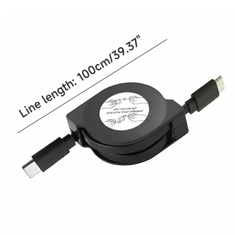 Retractable PD 60W USB C to USB C Data Cable, Notebook Fast Charging Cord Type Phone Tablets
