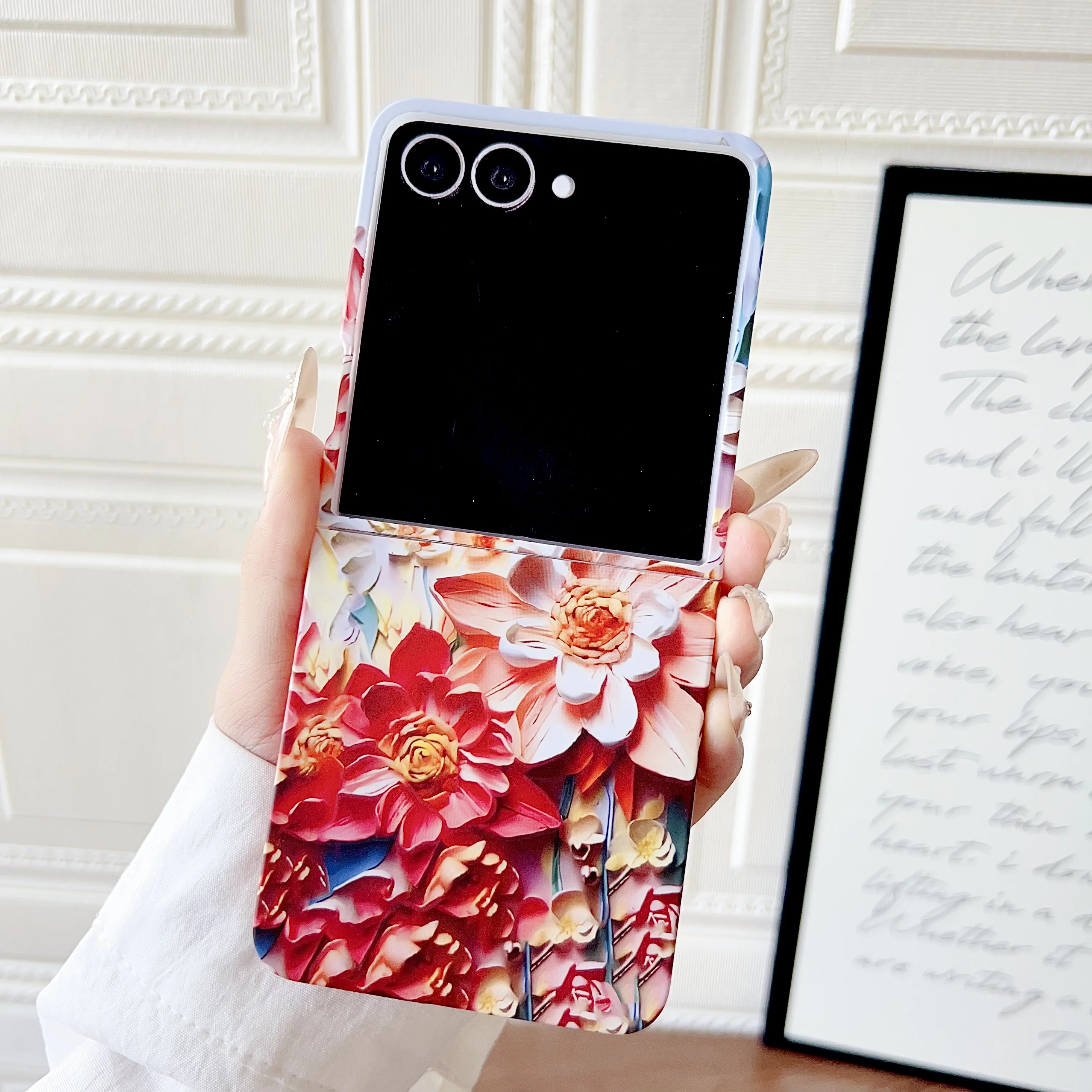Fresh Flowers Embossed Feel Shockproof Hard PC Cover Case