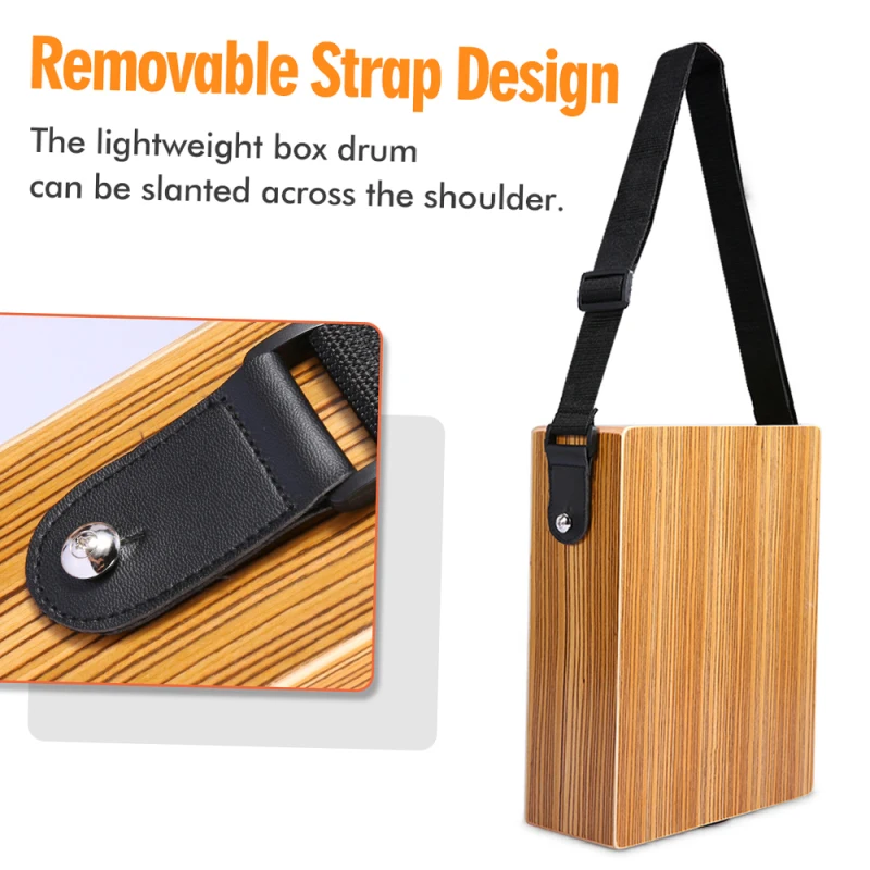 Portable Traveling Wood Cajon Box Drum Flat Hand Drum Wooded Percussion Instrument with Strap Carry Bag Cajon
