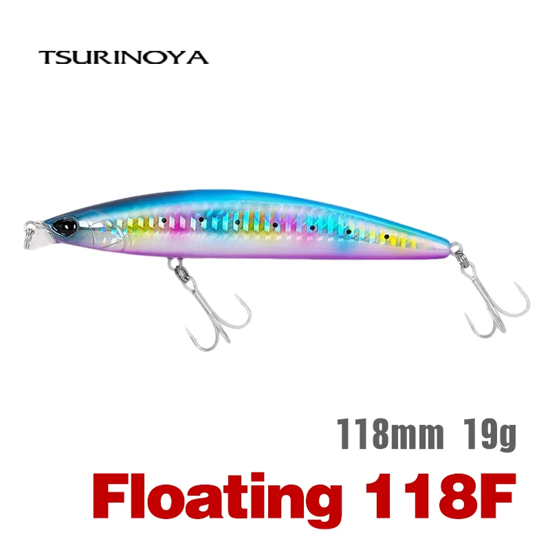 TSURINOYA 118mm 19g 0-30cm Flacher Bereich Schwimmender Angelköder DW95 118F Küstenseebarsch Elritze Meeresangeln Künstlicher harter Köder