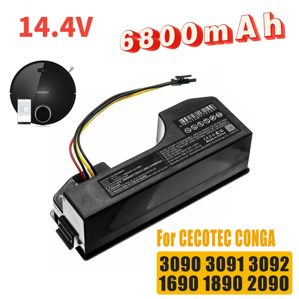 

6800mAh Vacuum Cleaner Conga 3090 Battery for Cecotec Conga 3090 3091 3092 Vacuum Cleaner Accessories Replacement 14.4V Li ion