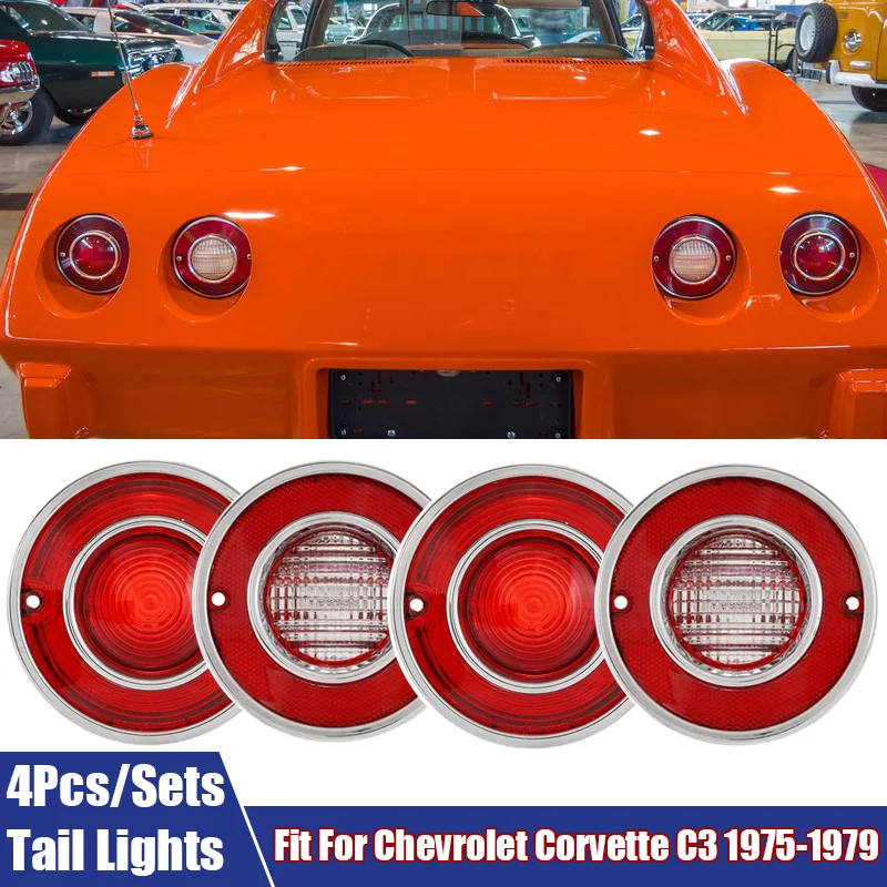 4 Pz/Set Fanali Posteriori Luce Di Backup Adatta Per Chevrolet Corvette C3 1975 1976 1977 1978 1979 Lampada Di Segnalazione Fanale Posteriore Per Auto