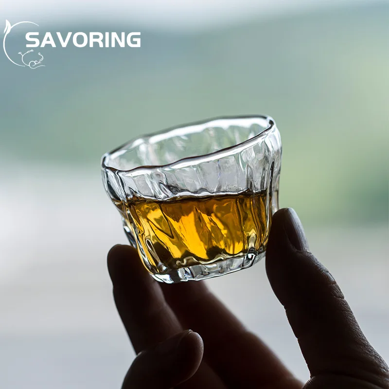 Tea Cup Japanese Hammer Pattern Heat-resistant Transparent Glass