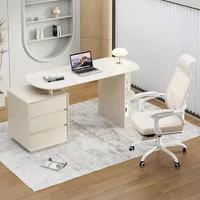 Home Office Desk and Chair Set, Home Office Furniture Sets, Computer Desk with Drawers & Shelves, Ergonomic Office Chair 1