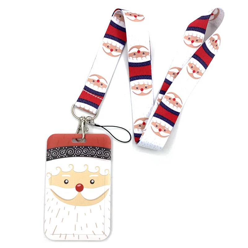 

Father Christmas Art Cartoon Anime Fashion Lanyards Bus ID Name Work Card Holder Accessories Decorations Kids Gifts