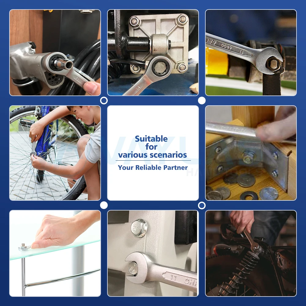 WOZOBUY Set Di Chiavi A Cricchetto K Di Chiavi Combinate A Cricchetto Con Anello Dentato Testa Flessibile Metrica Con Borsa In Tela - Foto 3