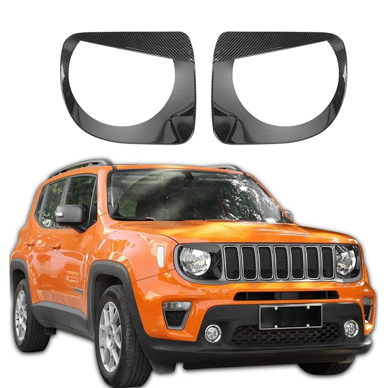 

Передняя фара, отделка фары, оболочка головного света, фотокольцо для Jeep Renegade 2019-2021, текстура из углеродного волокна