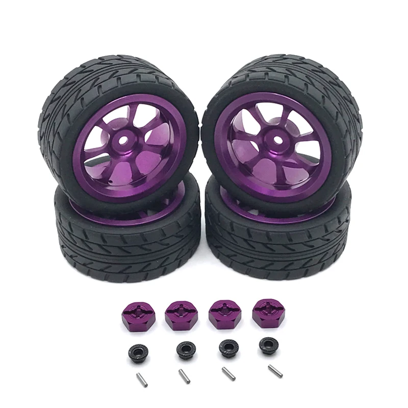 Set De 4 Neumáticos De Repuesto Para WLtoys 144001/124018/124019 – Diámetro 75 Mm, Ancho 30 Mm, Adaptador De 12 Mm, Goma Antideslizante Para Coches RC 1/10, 1/14, 1/16 Y 1/18