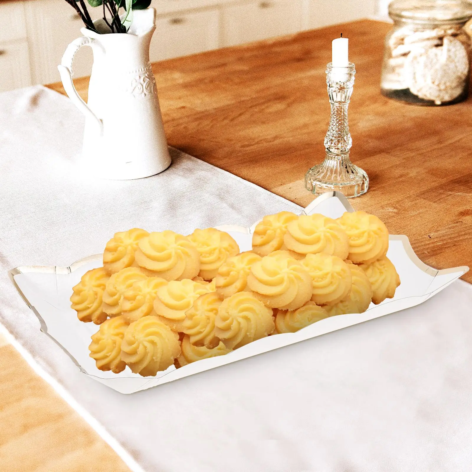 4 Pcs Square Paper Lace Plate Party Trays for Serving Food Utensils Dessert Fruit Platters Cardboard and Parties 4