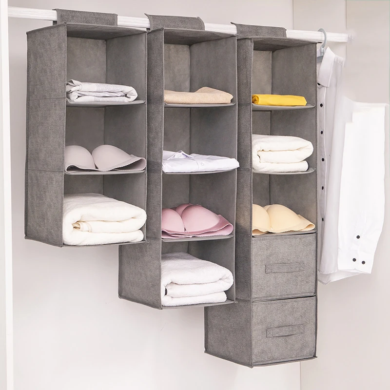 Portable Wardrobe Hanging Storage Bag Drawer Style Washable Wardrobe Organizer Box