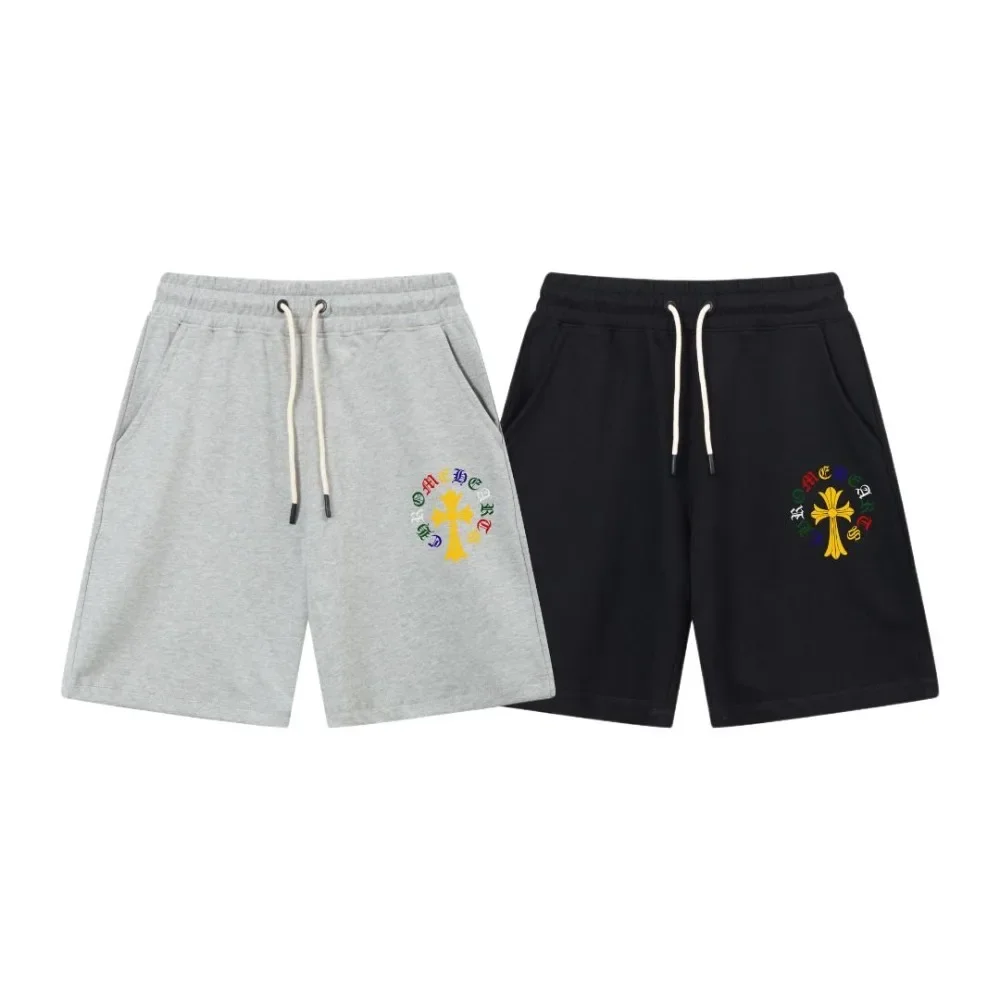 Crowe Shorts Women's Alphabet Printed Cross Five-point Pants Casual Pants Men's Wear Handsome Loose Pure Cotton Breathable 5