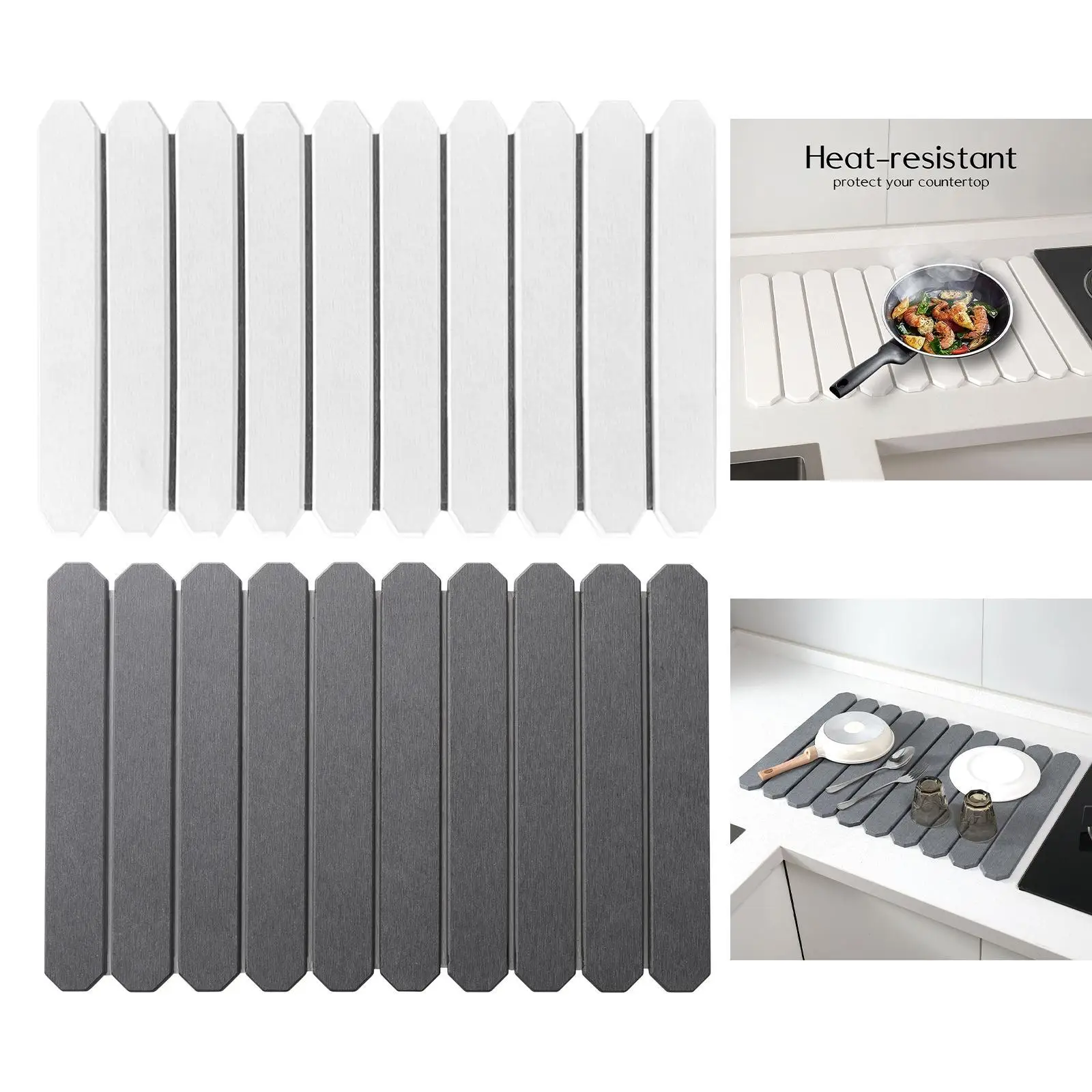Stone Drying Mat for Kitchen Counter Dish Drying Pad Water Absorbent Stain Resistant Fast Dry Diatomaceous Mat for Household