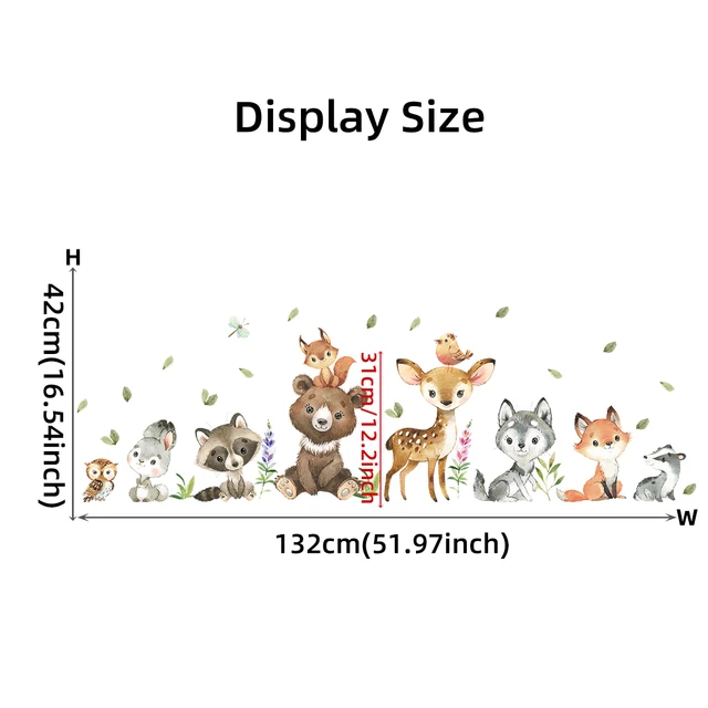 2 pièces dessin animé lapin ours cerf animaux stickers muraux pour chambre d'enfants décor de chambre d'enfants chambre salon pépinière stickers muraux 5