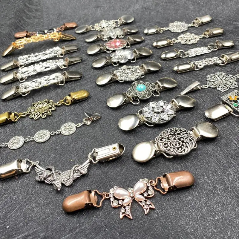 Retro Brooch Clip Duckbill Clip Shawl Scarf Clasps Vintage Flexible Brooch Shawl Shirt Sweater Cardigan Collar Clip Brooches