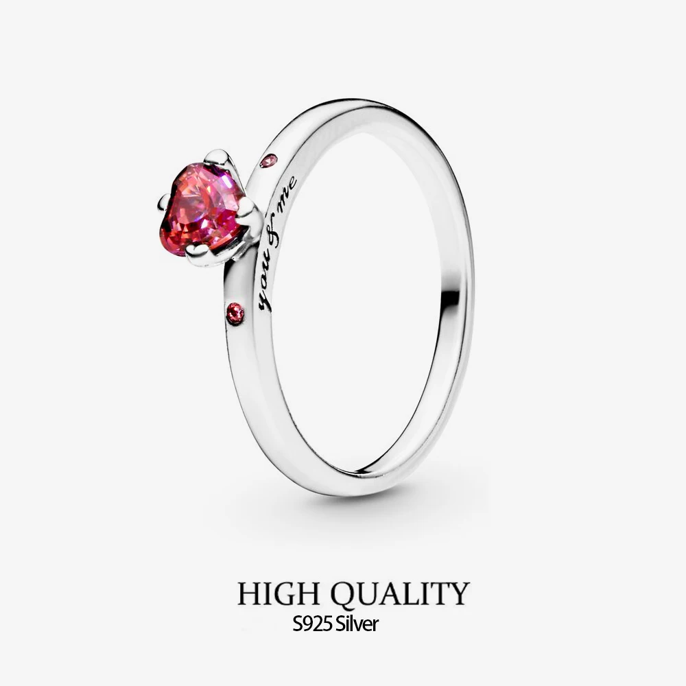 Pandora Sparkling Red Heart Ring For Womens Finger Accessori Alla Moda Compleanno San Valentino Partner Anelli In Argento Regalo Di Gioielli