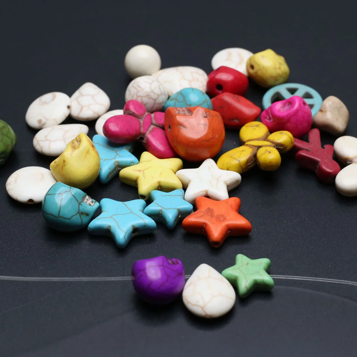 200g/pack Random Colors Shapes Synthetic Colored Turquoise Beads Jewelry Making DIY Necklaces Bracelets Accessories Gifts