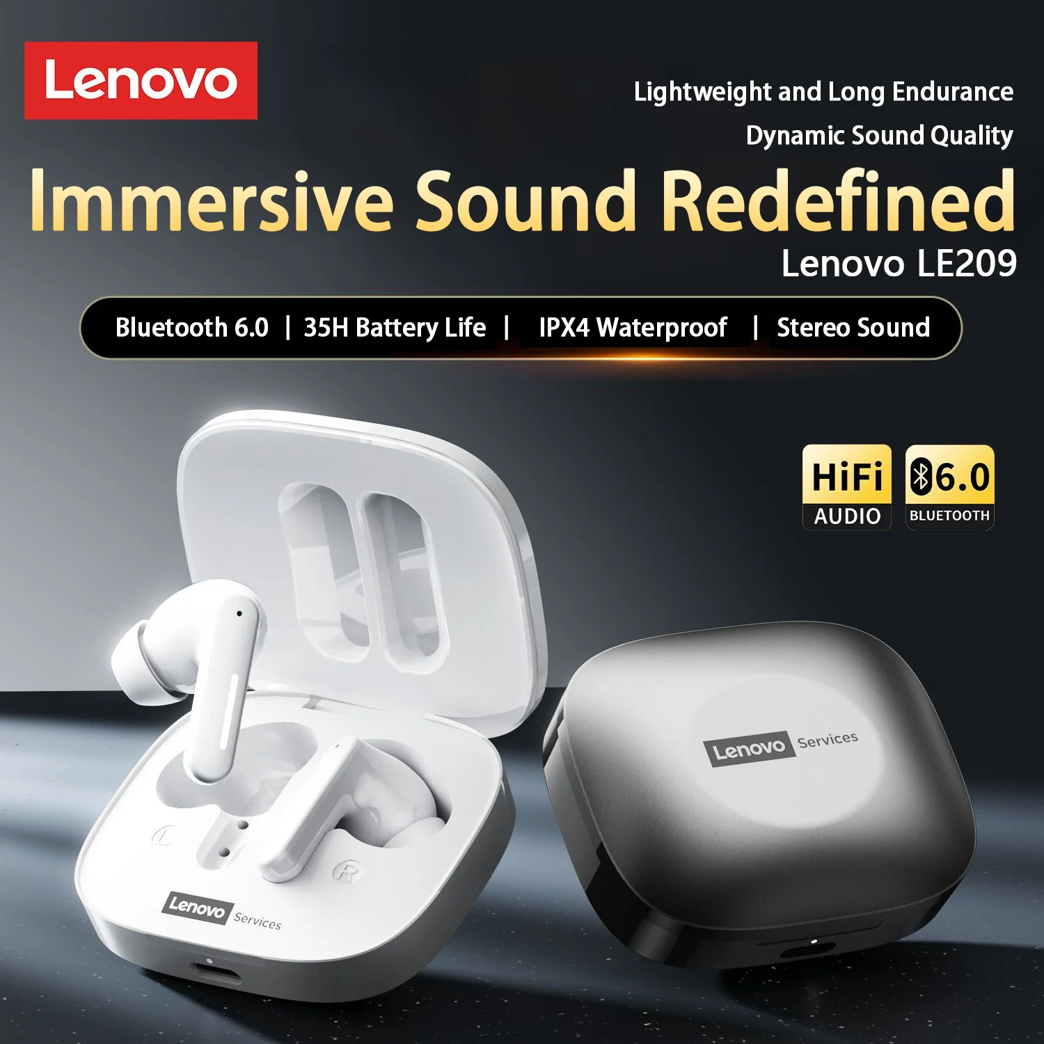 Lenovo LE209 Bluetooth 6.0 Headphones Surround Stereo Sound