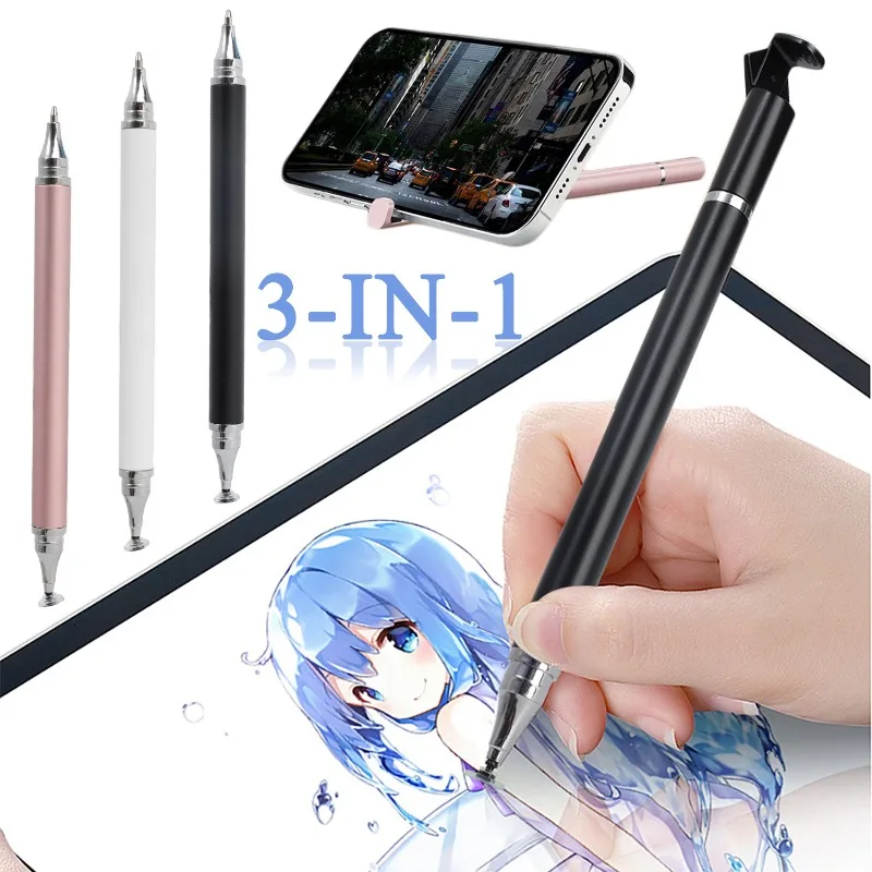 

3in1 Stylus Pen Multifunctional Double Head Pens with Ballpoint Desktop Phone Holder Universal Capacitive Pen for IPad Xiaomi