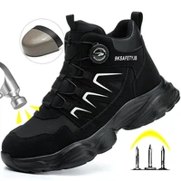 Rotating Button Safety Shoes Man Boots Anti Smash Anti Piercing Steel Toe Safety Work Shoes Lightweight Breathable Work Boots