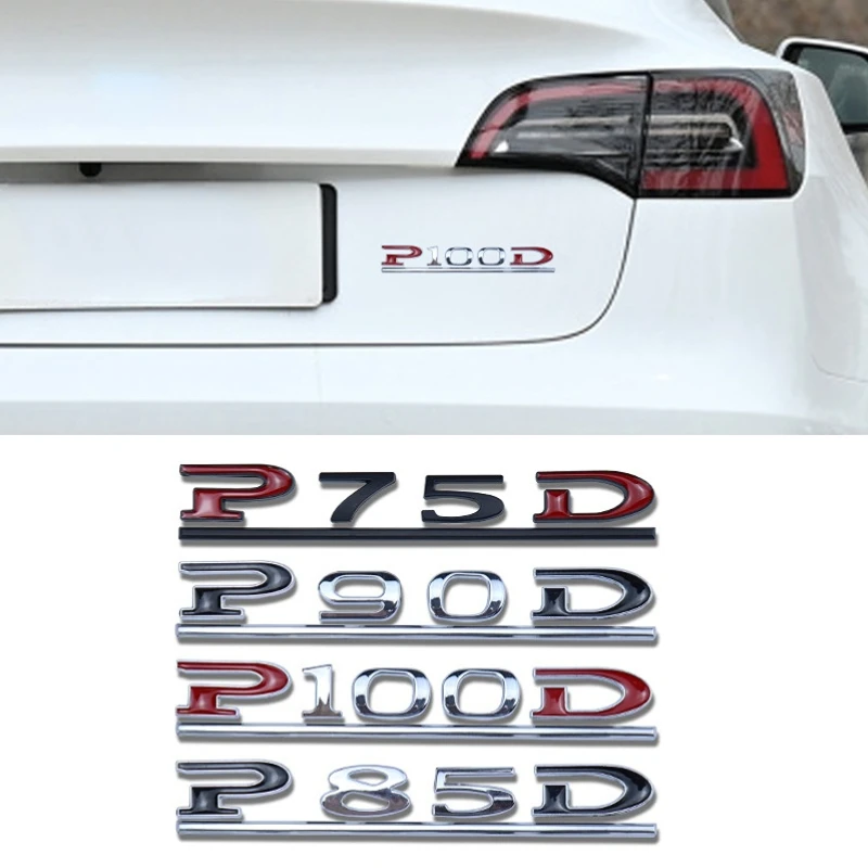 

Metal Car Trunk Emblem Sticker for Tesla P75D P85D P90D P100D Underline Logo Rear Badge Universal Accessories