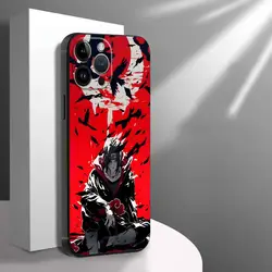 Sleek Black Soft Phone Cover with Cool Uchiha Itachi Design - iPhone 12 Mini (Mix01)