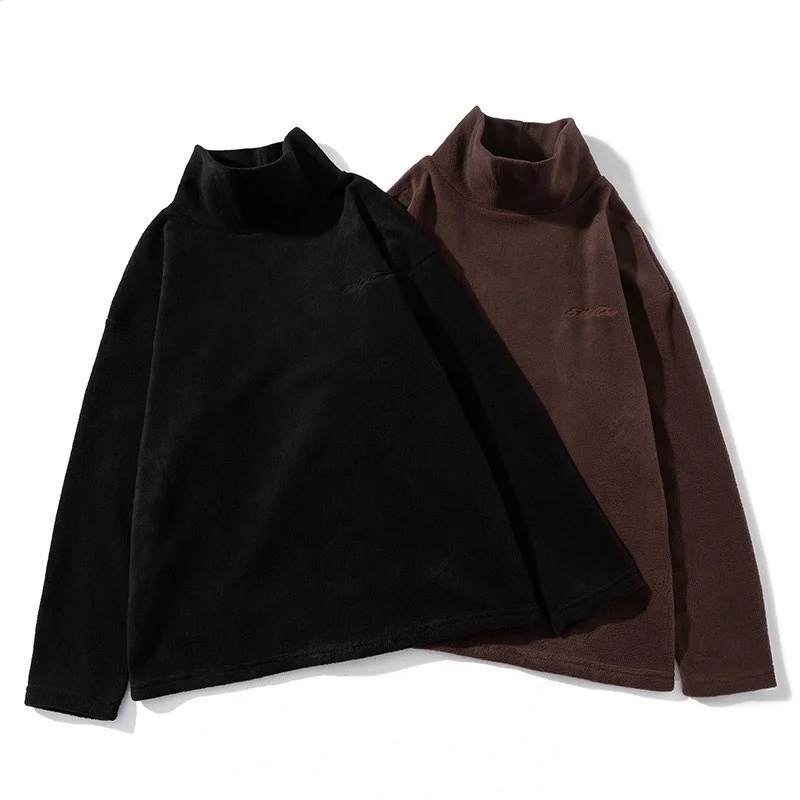 

2023 Spring Autumn Fleece Sweatshirt Men Women Embroidered Letter Stand Collar Pullover Comfortable Polyester Fiber Top