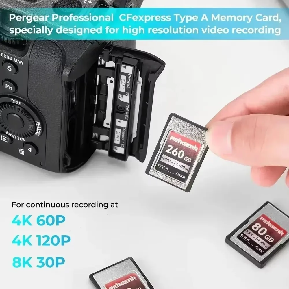 PERGEAR VPG200 Professional CFexpress Type A Memory Card Up to 880MB/s Read Speed & 900MB/s Write Speed for 4K 120P 8K 30P 6