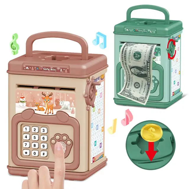 Creative Electronic Coin Boxes Kids Money Bank Mini Atm Cash Safe Saving Box Machine Birthday Party Gifts Toy for Kids Baby Girl 1