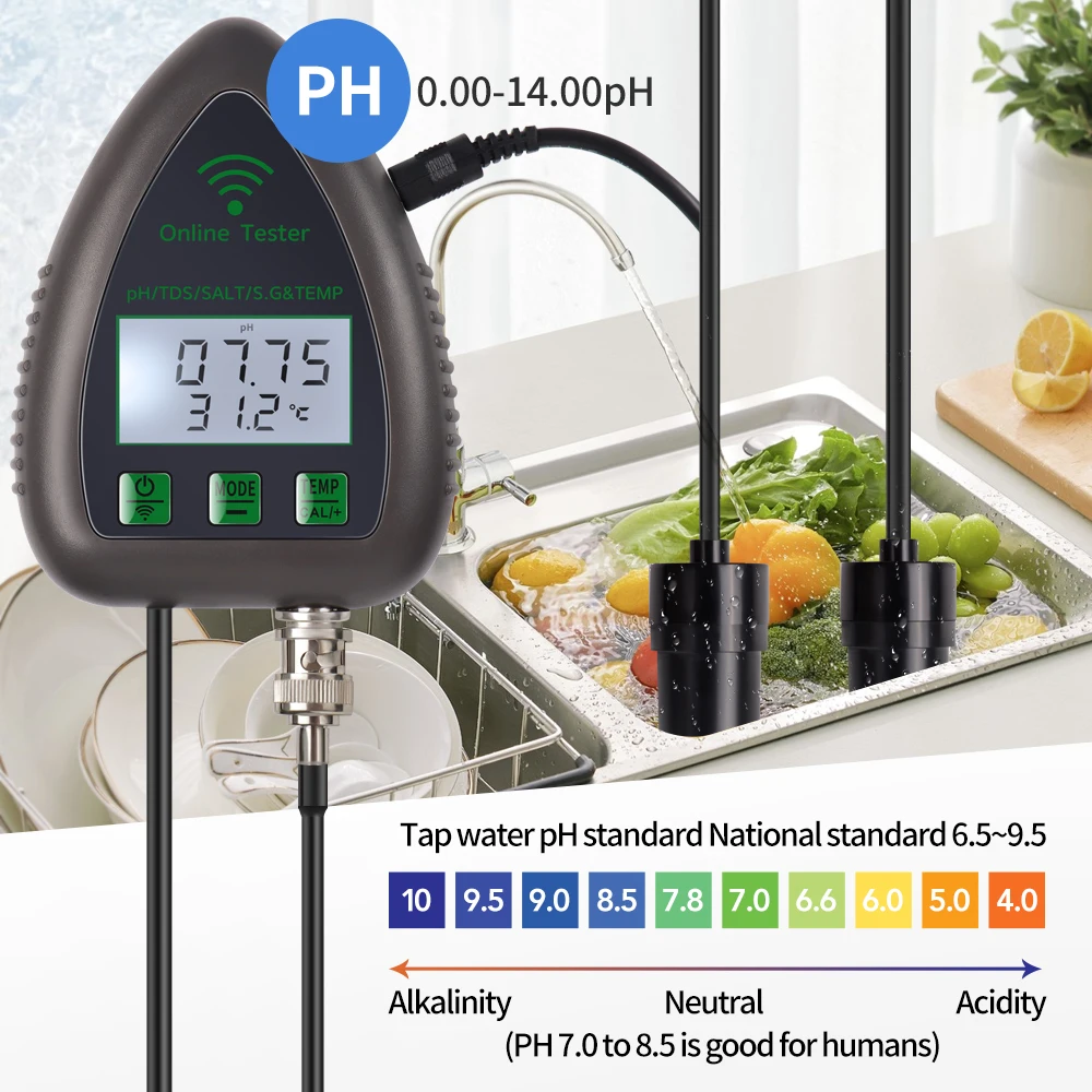 Tuya 5in1 Water Quality Tester for Pool Aquarium Fish Tank
