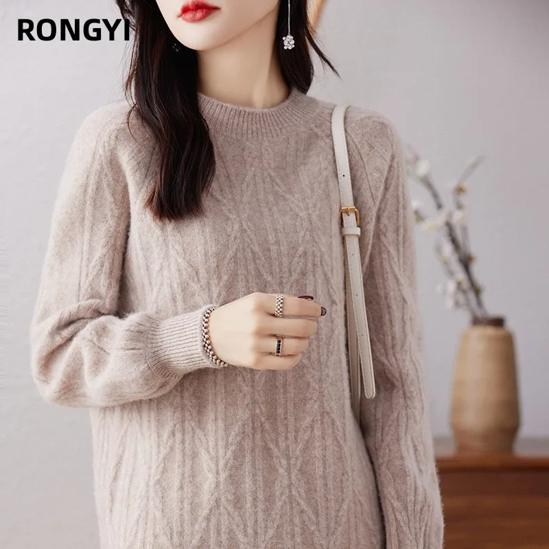 rongyi-100-cashmere-women-wool-autumn-and-winter-knit-medium-to-long-sweater-o-neck-pullover-large-size-winter-thick-warm-top