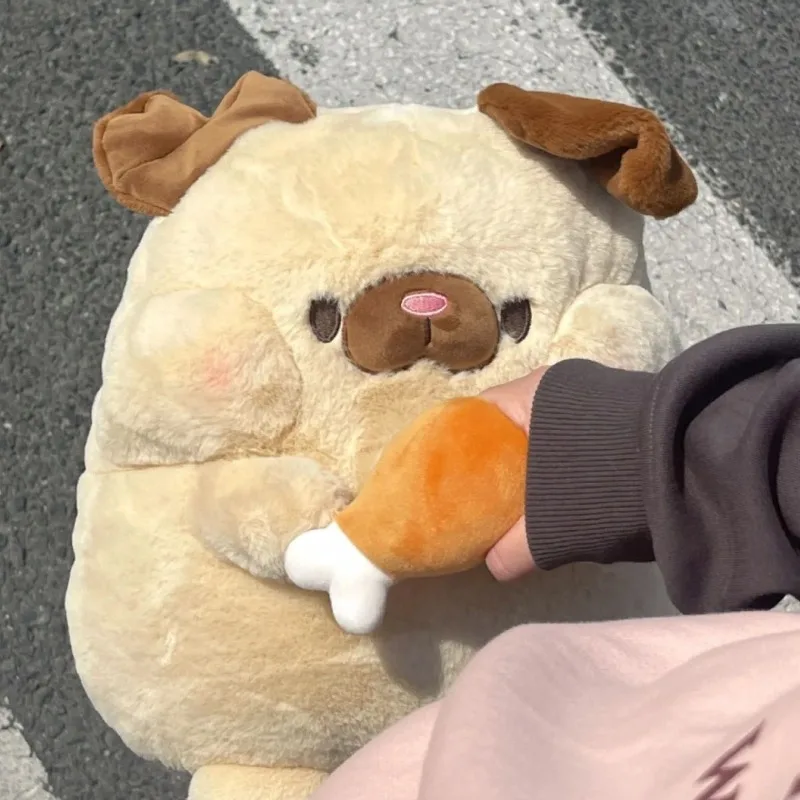 

The Same Online Celebrity Cute Dog Doll Doll Holding Chicken Legs Puppy Plush Toy Pillow Boy and Girl Plush Doll Holiday Gift