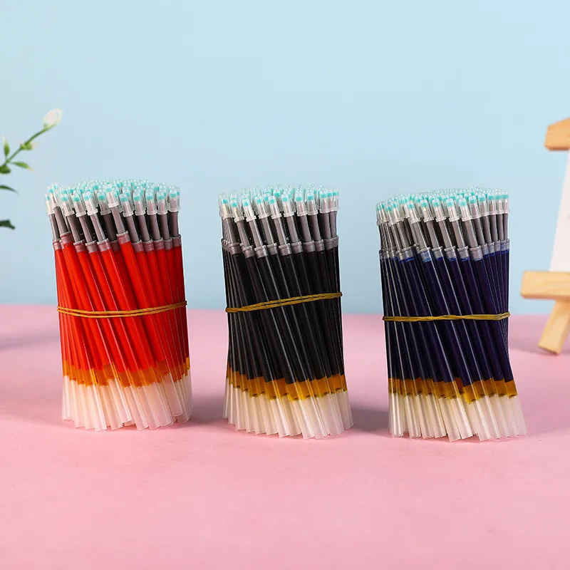 50Pcs/set 11cm Press Type Gel Pen Refill 0.45mm Thick Diameter Red Blue Black Refill 0.5mm Tip Student Writing Stationery K35 3