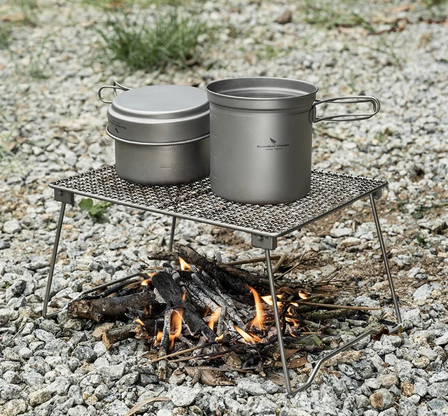 Boundless Voyage Mini Size Durable Titanium Charcoal BBQ Grill Plate Include A Carry Bag For Outdoor Camping Beach