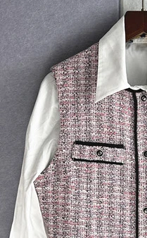 

Zadigant 2024 Spring Summer New Tweed Fringe Contrasting Edge Dress with Shirt Two-piece Set For Women