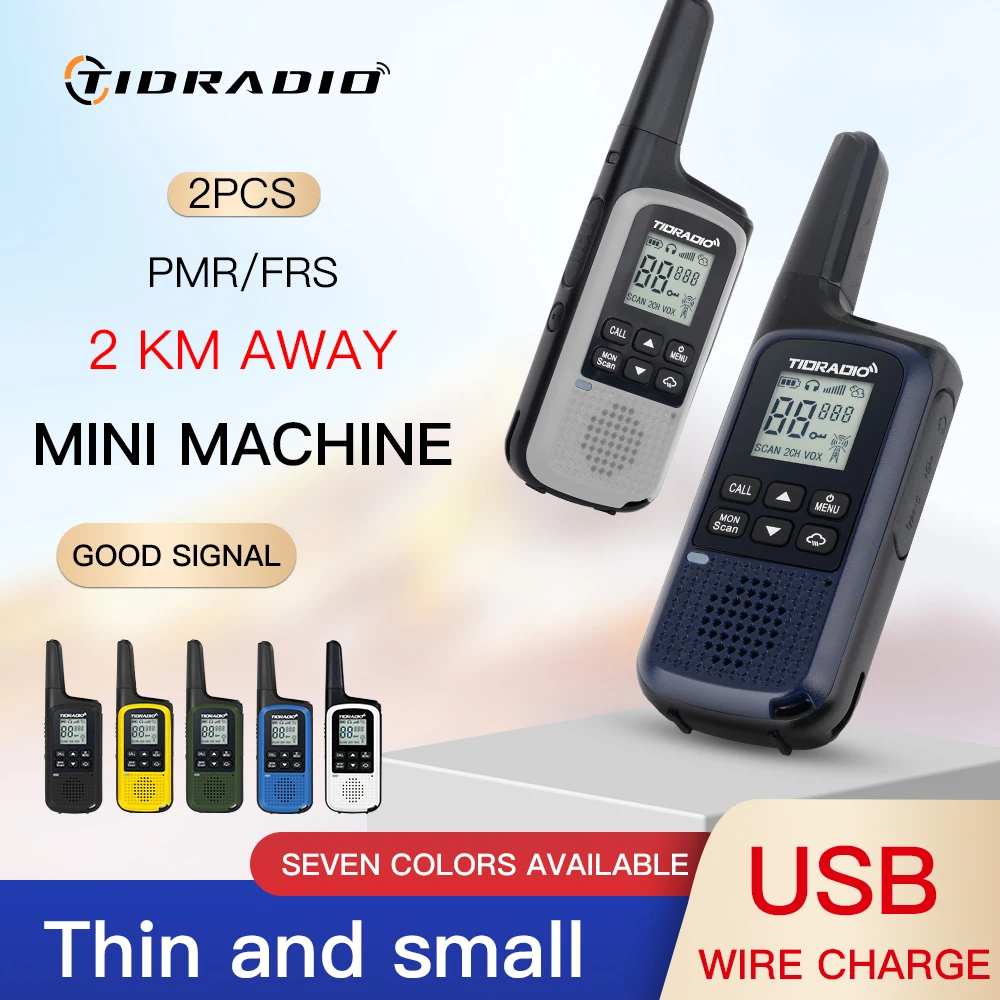 

TIDRADIO 2PCS TD-M2 PMR/FRS Mini Walkie Talkie Long Range UHF Two Way Radio NOAA Weather Walkie-Talkie Tyep-C Charging Camping