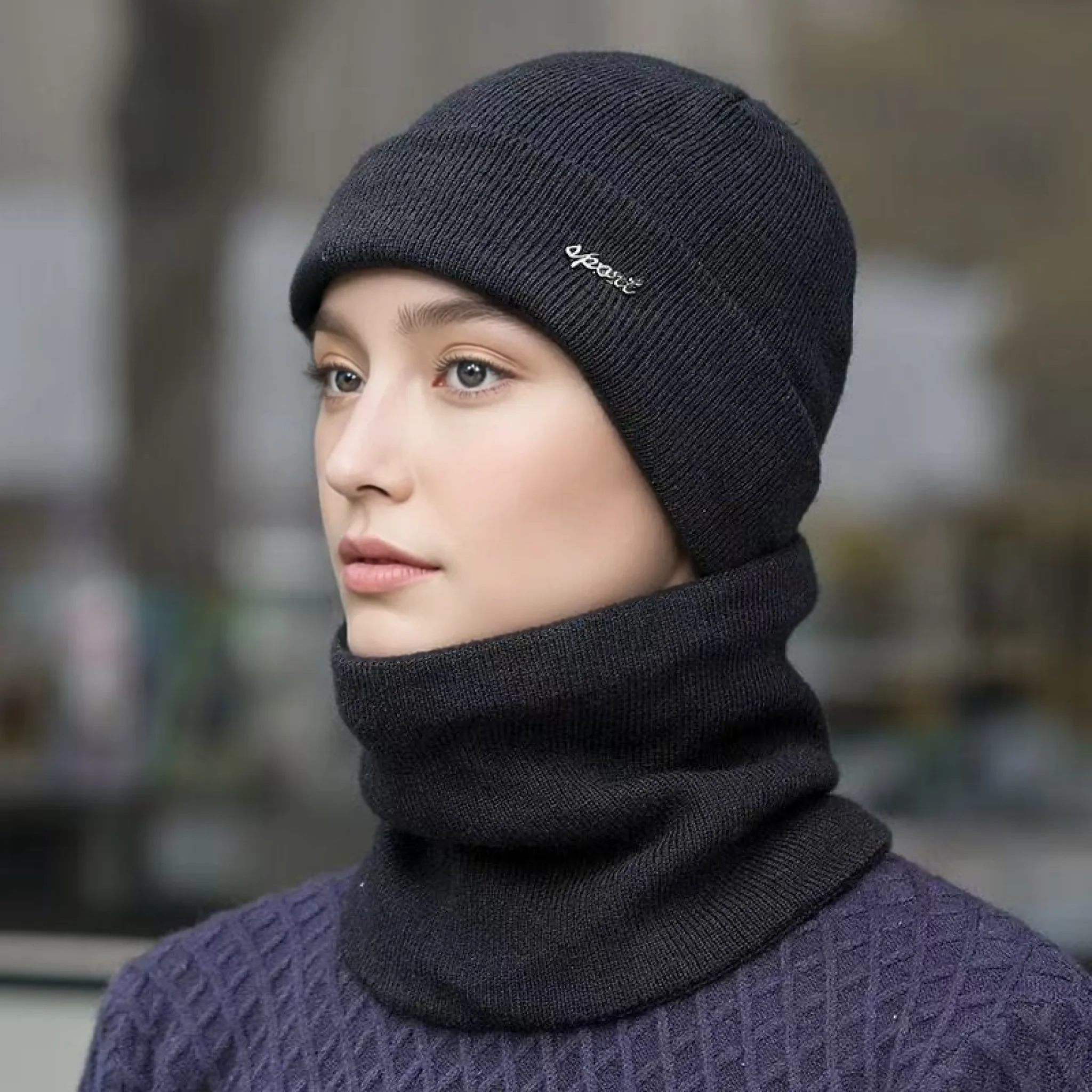 Hot Sale Men Women Winter Warm Suit Classic Plain Color Plush Fur Lined Winter Knit Hat Outdoor Basic Keep Warm Dandy Hat Cap