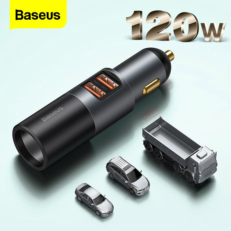 Baseus 120 واط USB شاحن سيارة تهمة سريعة 4.0 QC4.0 QC3.0 PD نوع C شاحن سريع ل 12-24 فولت سيارة الفاصل ولاعة السجائر المقبس