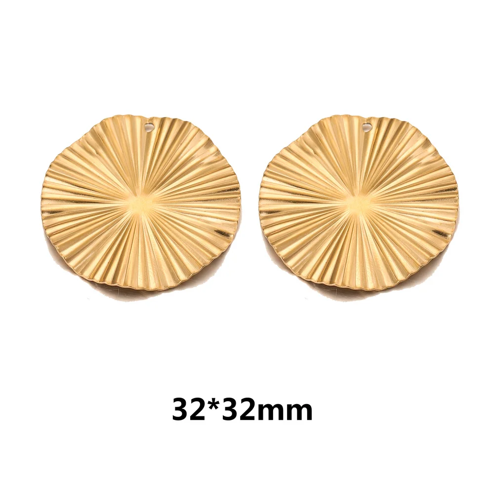 10pcs Stainless Steel Gold-Plate Embossing Tone Round Stud