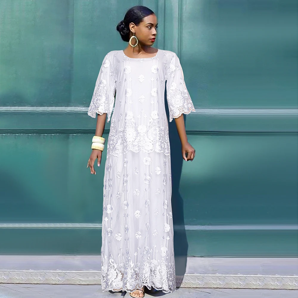 H&D African Clothes For Women Tradition Wedding Party Embroidery Lace Bazin  Dresses Boubou Marocain Femme Nigeria Robes - AliExpress 200000532