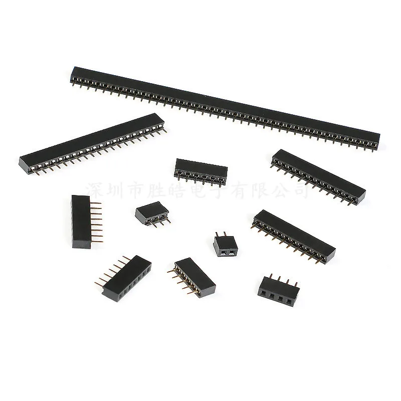 10pcs Single Row Pin Female Header Socket Pitch 2.54mm 1*2p 3p 4p 5p 6p 7p 8p 9p 10p 12p 14p 16p 18p 20p 22p 40p Pin Connector